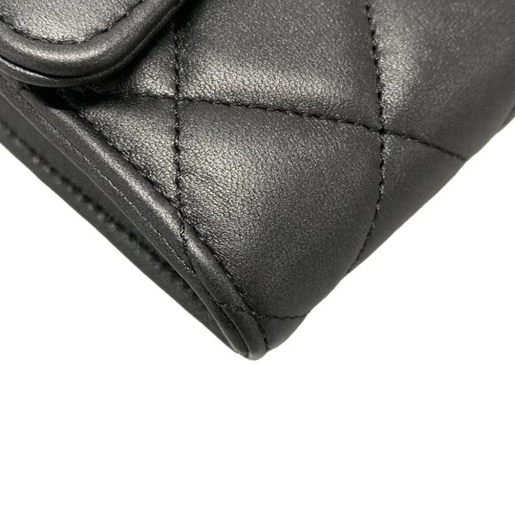 Auth CHANEL Matelasse AP0241 Black pearly lambskin Long Wallet - Picture 7 of 11